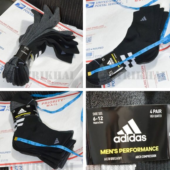 4 Pairs Adidas Men's Performance High‎ Quarter Socks - Picture 1 of 11